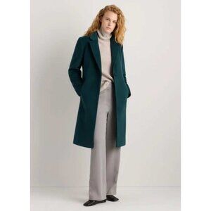 Quince Womens Wool Cashmere Blend Coat S Green Single Breasted Long NWT